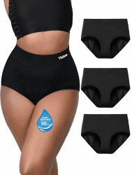TIICHOO Periodenunterschwäsche Starke Blutung Hohe Taille Periodenslip Weiche Menstruationsunterwäsch 44 3 Schwarz