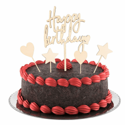 ParPix 5 Stück Happy Birthday Tortendeko Set, Holz Tortendeko Geburtstag, Happy Birthday Cake Topper Geburtstag, Herze Sternen Kuchen Deko, Cake Topper Torten Deko für Kinder und Erwachsene