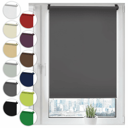 Verdunkelungsrollo Klemmfix ohne Bohren 90cm x 130cm Grau Verdunklungsrollo Fensterrollo Rollo Seitenzugrollo Klemmrollo für Fenster & Tür Grau B90 x H130 cm