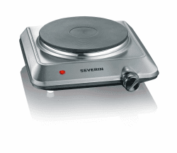 SEVERIN Kochplatte für Küche, Büro oder Camping, kleine Herdplatte mit stufenloser Temperatureinstellung, Campingkocher, Heizring mit 18cm Durchmesser, Edelstahl, 1.500 W, KP 1092 Edelstahl Single