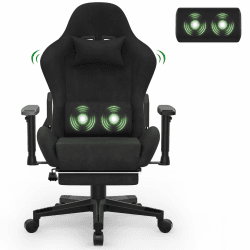 Devoko Gaming Stuhl, Bürostuhl 200kg Belastbarkeit,Gaming Chair mit Massagefunktion,90-180° Rückenlehne Einstellbar Gamer Stuhl,Gaming Sessel mit Fußstütze,PC Stuhl Erwachsene Verstellbare Armlehnen Schwarz