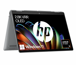 HP Envy x360 2-in-1 Laptop, 14 Zoll 2.8K OLED Touch Display, AMD Ryzen 5 8640HS (16MB Cache), 16GB LPDDR5-SDRAM, 512 GB SSD, QWERTZ Tastatur, Windows 11 Home, Silber AMD Ryzen 5 8640HS 512 MGB SSD