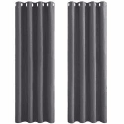 PONY DANCE Thermovorhang Kälteschutz mit Ösen 2er Set H 175 x B 140 cm Schlafzimmer Vorhänge Blickdicht Grau Verdunklungsvorhänge Ösen Thermal Curtains Blackout Vorhang Thermo Wärmeisolierend H175 x B140 cm (2er Pack) Grau