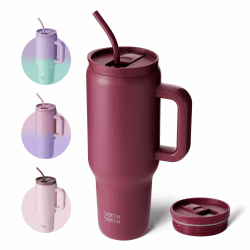 bottlebottle BOTTLE BOTTLE 40oz(1.1L) Kaffeebecher Edelstahl mit Griff und Strohhalm für Reise Geschenke Party Büro Uni Sport, Thermosflasche BPA Frei auslaufsicher (Rot)