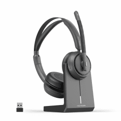Nuroum HP31D Bluetooth Headset mit Mikrofon Wireless, AI Rauschunterdrückung für Anrufe/V5.3/45H Laufzeit, Kabelloses Headset mit Ladestation/USB Dongle/Mute, für PC/Computer/Laptop/Handy, Zoom/Teams HP31D Stereo