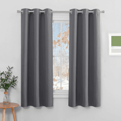 PONY DANCE Verdunkelungsvorhang Ösenschal 2er Set Gardinen Wohnzimmer Modern Kurz Blickdichte Vorhänge für Schlafzimmer Gardine, H 158 x B 106 cm, Grau H158 x B106 cm (2er Pack) Grau
