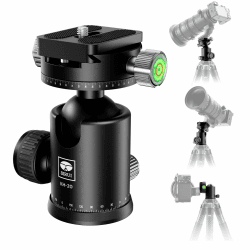 SIRUI Stativkopf KH-20, 360 Doppelte Panorama Kopf mit 36 mm Kugelkopf und 1/4 Zoll Schnellwechselplatte für DSLR, Stativ, Einbeinstativ, max. Tragkraft 20kg