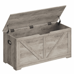 VASAGLE Schuhbank, Sitzbank mit Stauraum, Sitztruhe, 2 Sicherheitsscharniere, Aufbewahrungsschrank, Landhausstil, 40 x 100 x 46 cm, für Flur, Schlafzimmer, Wohnzimmer, Greige meliert LSB060K03 100B cm Greige Meliert