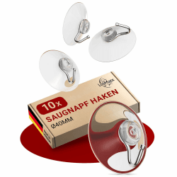 LouMaxx Saugnapf Haken Ø 40 mm - transparente Saugnäpfe für Fenster, Bad und Küche - zuverlässiger Halt auf Glas und glatten Oberflächen – 10er Set Ø 40 mm - 10 Pack