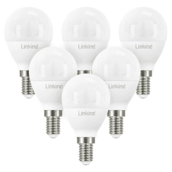 Linkind E14 P45 Golf LED Lampe 7.2W, 60 Watt ersetzt, 2700K Warmweiß P45/G45 Tropfenform LED Birne 806Lm, Nicht Dimmbar, AC 220-240V, 6 Stück Warm-60w