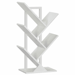 HOOBRO Bücherregal, Standregal in Baumform, bodenstehendes Bücherregal mit 4 Ebenen, Bücherregal für das Heimbüro, zur Aufbewahrung von Büchern, CDs, stark und stabil, für Wohnzimmer, Weiß EWT04SJ01G1 Weiß ‎34 x 20 x 71 cm