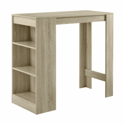 [en.casa] Bartisch Kouvola 110 x 50 x 103 cm mit integrierter 3-Fächern-Hausbar Stehtisch Bartheke Küchentresen Bistrotisch Eiche-Optik
