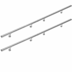 Monzana Edelstahl Handlauf V2A Geländer Treppengeländer 400 cm Wandhalterung Verbindungen Verschlusskappen Innen & Außen 400cm