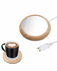 MYMULIKE Kaffeetassenwärmer,Tassenwärmer für Schreibtisch mit USB-Getränkewärmer Teetassenwärmer Bürowärmer Heizplatte für Tee, Wasser, Milch für Schreibtisch, Zuhause, Büro Leichte Holzmaserung-10cm