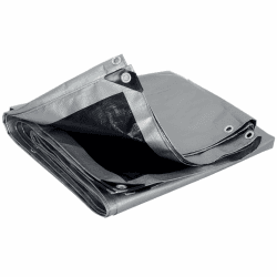 WOLTU Abdeckplane 2x3 m wasserdicht, 180g/m² PE Gewebeplane mit Ösen, Gartenplane reißfest UV-stabilisiert abwaschbar, Schutzplane für Gartenmöbel Grill Pool Zeltunterlage Trampolin, Grau-Schwarz 2x3m Grau-schwarz