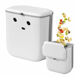 DASIAUTOEM Komposteimer für Küche, 4L Abfalleimer mit Deckel Home Recycle Hanging Mülleimer Faltbarer Mülleimer Abfallbehälter für Küchenschrank, Badezimmer, Büro Platzsparend & ohne Bohren