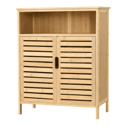 [en.casa] Bambus Badezimmerschrank Eslöv Badezimmer Kommode Badschrank mit Ablagen Mehrzweckschrank 81 x 65,5 x 31 cm