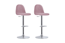 byLIVING Barhocker Casino / 2er Set/Moderner Barhocker in rosa/Gestell verchromt mit Höhenverstellung / 360° drehbar/B 41,H 91,5-112,T 52,5 cm