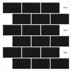 DEWOO Fliesenaufkleber Klebefliesen Küchenrückwand Metro Fliesen Wandfliesen Selbstklebend Schwarz Bad Küche 10-Stück, (30,5 x 30,5 cm) 10 Schwarz