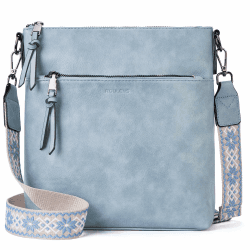 Roulens Mittel Damen Umhängetaschen, Leicht Damen Schultertasche aus Veganes Leder, Crossbody Bags für Frauen mit Verstellbar Abnehmbar Breiter Gurt A-hellblau