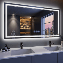 baklon Badspiegel mit Beleuchtung 150x70cm, Badezimmerspiegel Wandspiegel und Touch-Schalter, IP65-Led-Spiegel-Bad mit Speicherfunktion, 3 Farbtemperatur,Horizontal/Vertikal, HD Hartglas 150*70CM A:beschlagfrei+hd+150*70cm
