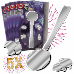 L+H XXL Zinngießen Set Silvester - 5 Löffel, 20 Figuren | Bis 5 Personen für Familie Erwachsene Kinder | Viele Formen, absolut ungiftig als ideale Alternative zu Blei-Gieß Bleigießen Wachsgießen Set