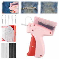 Etikettierpistole Heftpistole Etikettiermaschine Schnelles Fixiergerät für Kleidung mit 5 Ersatznadel 1000 Heftfäden Mikro-Stichpistole Nähmaschine mit Nähzubehör Stichsäumpistole für Kleidung Quick rose