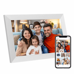 Humblestead Digitaler Bilderrahmen 10,1 Zoll (25,7 cm), WLAN, IPS-Touchscreen, intelligente Cloud, Bilderrahmen 32 GB, teilen Sie Ihre Fotos oder Videos über die Aimor-App, automatische Rotation, 10,1 Pouces 32GB Blanc