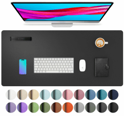 Aothia Schreibtischunterlage,Mauspad mit Leder und Rutchfeste Wildleder,Multifunktionales Office Mousepad Laptop Schreibunterlage,Tisch-Schutz Unterlage für Büro/Home(60cmx35cm, Schwarz) 35 x 60 cm Schwarz