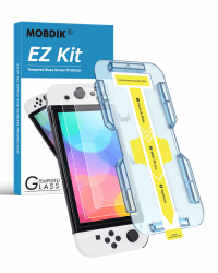 MOBDIK Schutzfolie Glas für Nintendo Switch OLED 2021 EZ Kit Automatische Ausrichtung - 2 Stück