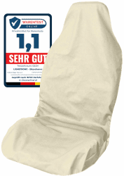 LIONSTRONG® Autositzschoner Vordersitz universell kompatibel [WASSERDICHT] - Autositzbezüge Vordersitze - Sitzschoner Sitzbezüge Auto - Autositz Sitzschutz - Werkstattschoner (Polyester beige)