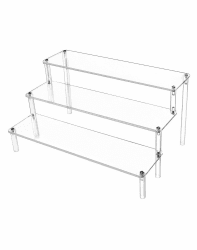 QWORK 3-Stufig Acryl Display Ständer, Transparente Acryl Display Riser Regal für Figuren, Schmuck, Cupcake, Lippenstift, Nagellack, Gewürz, 30x21x15cm 3-tier 3-stufig