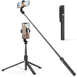 ATUMTEK 150 cm Selfie-Stick, Selfie-Stick mit Abnehmbarer Bluetooth-Fernbedienung, ausziehbarer Selfie-Stick für iPhone und Android, Videoaufnahme, Bloggen und Live-Streaming