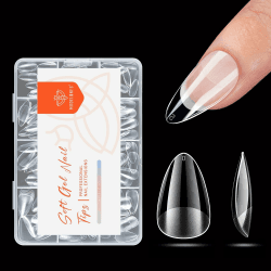 Modelones Nageltips 216 Stück- Full Cover Nail Tips Set, Soft Gel Tips Set, Pre-Buff PMMA Harz Nagelspitzen, Künstliche Nägel Zum Aufkleben Nail Art DIY, 12 Größen Kurze Almond Kurze Almond 216Pcs- Halb Matte