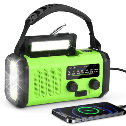10000mAh Solar Radio, Tragbar Kurbelradio AM/FM Notfallradio mit 10000mAh Wiederaufladbar Powerbank, 3 Modi LED Taschenlampe, LED Leselampe, SOS Alarm, Handkurbel Dynamo und USB-Anschluss für Ourdoor