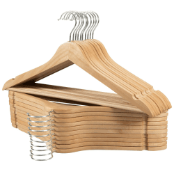 Edergoo Kleiderbügel Holz 20 Stück, Glatte Oberfläche Kleiderbügel mit 360 Grad Drehbar und SchulTerkerben, Starker & Dünn Holz Kleiderbügel Anzug für Erwachsene, 43.5cm Lang, Natur Natur 20