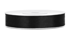 Libetui 25 Meter Satinband Schwarz 12mm schwarzes Schleifenband Dekoband Schwarz Geschenkband Geschenkverpackung Deko Party Geburtstag Trauer Band Schwarz 12mm 12mm x 25m Schwarz