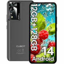 CUBOT A10 Smartphone Ohne Vertrag - 12(4+8) GB+128GB/1TB, Android 14 Handy Günstig, 6.56 Zoll HD+/90Hz Bildschirm, 48MP+16MP Kamera, 5100mAh, Dual SIM 4G Simlockfreie Handys, Face ID/GPS/OTG (Schwarz)