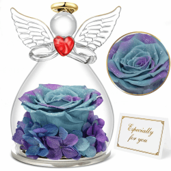 Miofula Ewige Rose Engel Geschenke für Mama Oma, Ewige Blume Geschenk für Frauen, Forever Rose im Glas Engel Figur, Geburtstagsgeschenk für Mutter Oma zum Weihnachten Muttertag Valentinstag Geburtstag Sternenhimmel