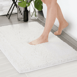Deconovo Badematte rutschfest Badvorleger Absorbierende Badematten Badezimmerteppiche Flauschig Badteppich Waschbar Badezimmer Teppich Badezimmermatte, 50x80 cm, Weiß, 1 Stück 50x80 Weiß