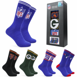 NFL Socken Herren Baumwolle, 5er Pack American Football Wintersocken Herren & Teenager Gr. 36-46 Geschenke für Männer 36-40 Mehrfarbig