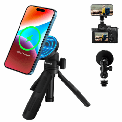 HAFOKO HA-W08 Magnetisch Selfie Stock Kabellos Aufladen Stativ Magnetisch Kabellos Montieren Desktop Smartphone Verlängerung Stativ Magnetisch Halter w Magie Arm Kompatibel für iPhone 15/14/13/12