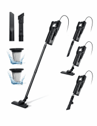 VersLife Staubsauger mit Kabel, 600W Stielstaubsauger mit Kabel, 6-in-1 Bodenstaubsauger, handstaubsauger für Parkett, Teppich, Fliesen, Tierhaare, HEPA Filter, 5M Kabel