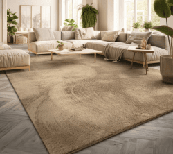 TT Home Teppich Wohnzimmer Kurzflor Anti-Rutsch Rückseite Einfarbiges Design Waschbar, Farbe: Dunkelbeige, Größe:160x220 cm 160x220 cm Dunkelbeige