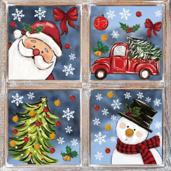 Horaldaily 57 PCS Weihnachten Fenster Aufkleber, Weihnachtsmann Hirsche Schneemann Weihnachtsbaum für Home Party Zubehör Schaufenster Glas Display Dekoration