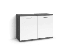 byLIVING Waschbeckenunterschrank Nebraska/Korpus matt anthrazit / 2 Türen Hochglanz weiß lackiert/Bad Waschtisch Unterschrank stehend/WABU 2-türig/B 80, H 59, T 31,5 cm B 80, H 59, T 31,5 cm Anthrazit
