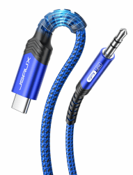 JSAUX USB C auf Klinke AUX Kabel 1M, USBC zu 3,5mm Jack Auto Kopfhörer Adapter Nylon geflochtene Aux Kabel Kompatibel mit iPhone 16/15 Pro Max, Galaxy S24/S23/S22 Ultra, iPad Pro, Huawei P40-Blau 1M Blau