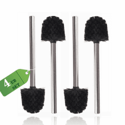 Einesin 4er Set Klobürsten Schwarz, WC-Bürste Toilettenbürste Edelstahlgriff rostfrei mit austauschbarem Kopf, 8 cm Durchmesser 4 Stück（schwarz ）