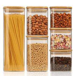ComSaf 550ml/800ml/1100ml/2100ml Vorratsdosen mit Deckel 6er Set, Grosse Glasbehälter Φ10cm Vorratdosen Glas, Verratsgläser für Pasta, Nudeln, Mehl 6 550ml*3/800ml*1/1100ml*1/2100ml*1