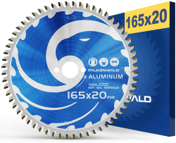 FALKENWALD® Sägeblatt 165x20 Aluminium 60 Zähne - Kreissägeblatt 165x20 Aluminium - Kompatibel mit Makita Sägeblatt 165 DHS680RTJ, Makita SP 6000K1, Bosch GKT 55 GCE - 165x20 Sägeblatt Ø 165x20 mm Aluminium - Feinschnitt